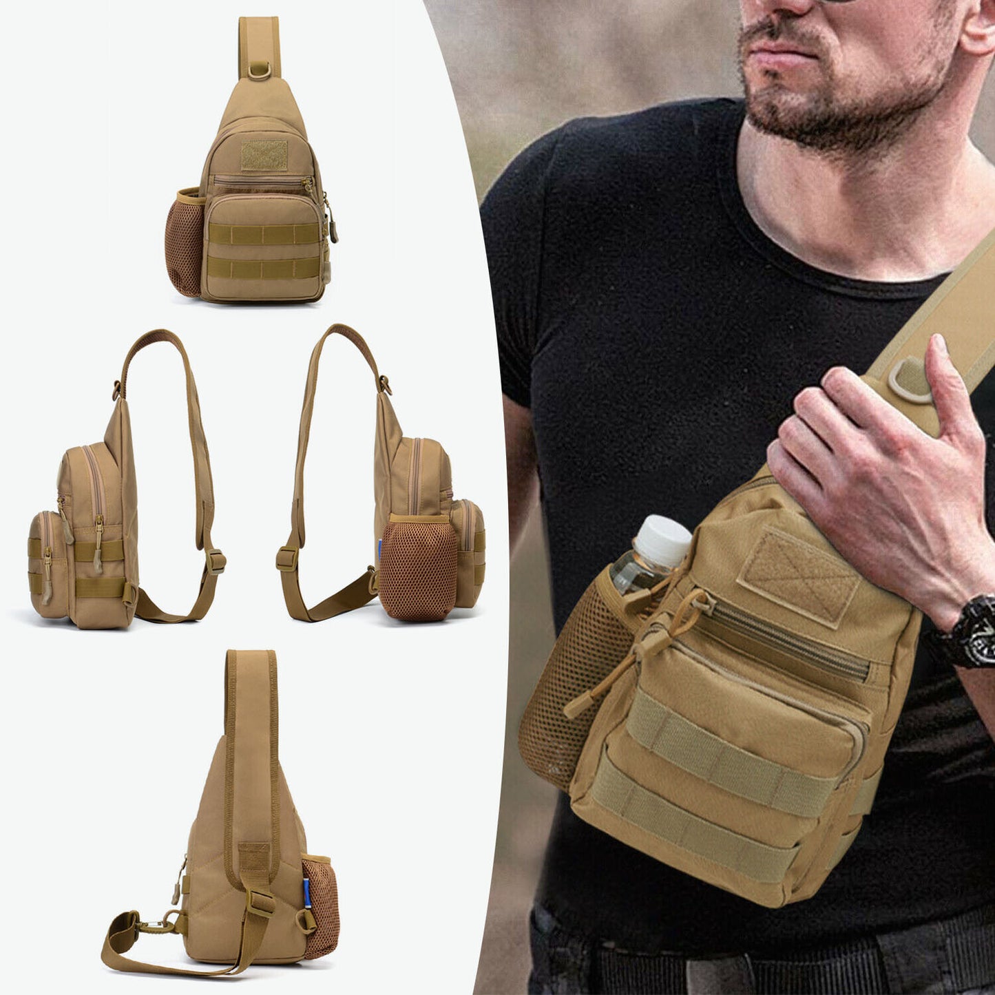 Tactical Sling Bag for Men – Military Chest Pack & Shoulder Backpack for Hiking, Travel, Outdoor Sports | Everyday Carry (EDC) Must-Have