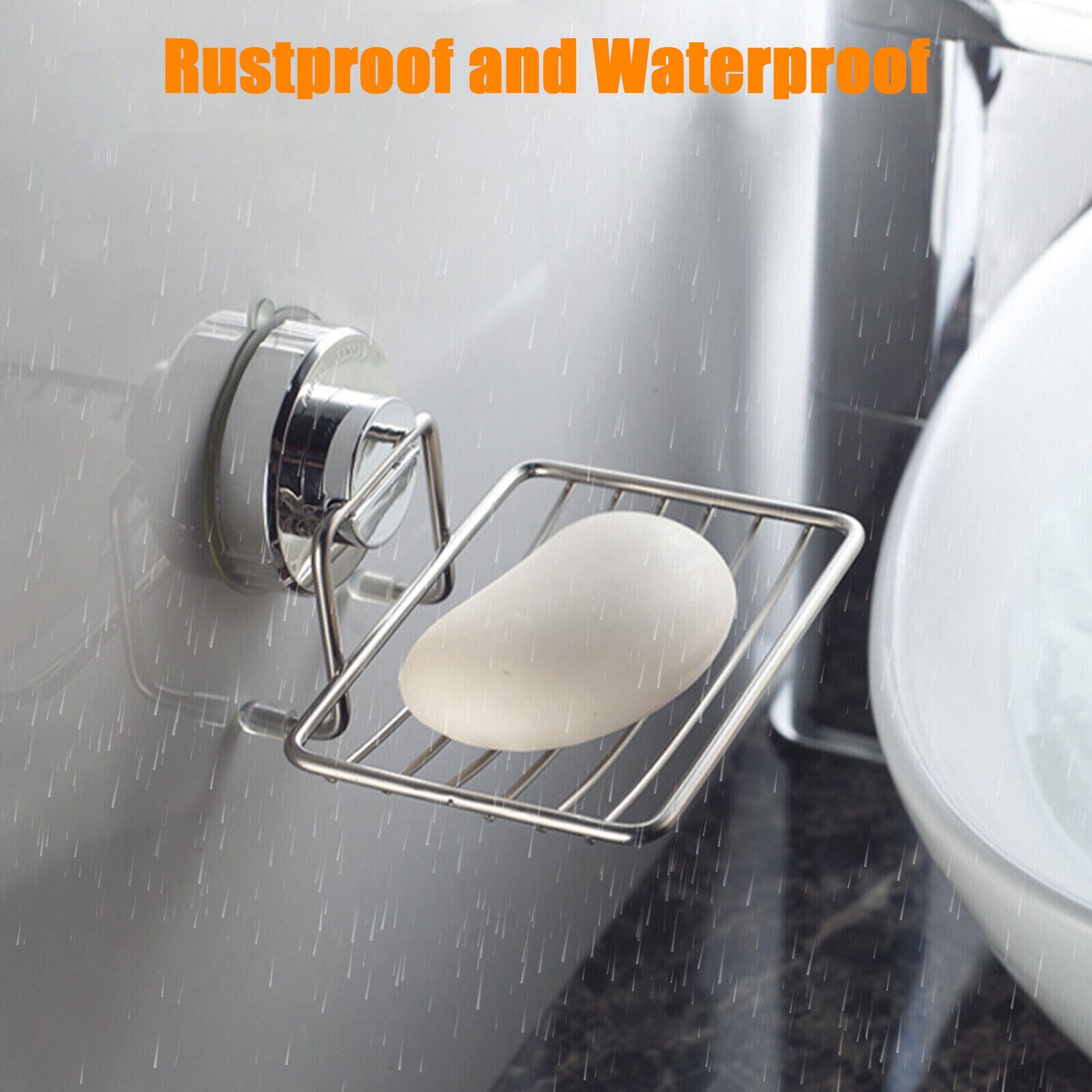 Stainless Steel Soap Dish Mounted Wall Holder Bathroom Shower Basket Storage Box
