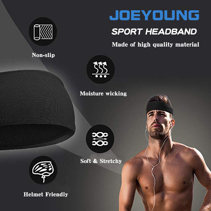 Sweatbands Sports Headband for Men & Women – Moisture-Wicking, Quick-Dry, Stretchy & Soft – Perfect for Gym, Running, Yoga, Basketball & More