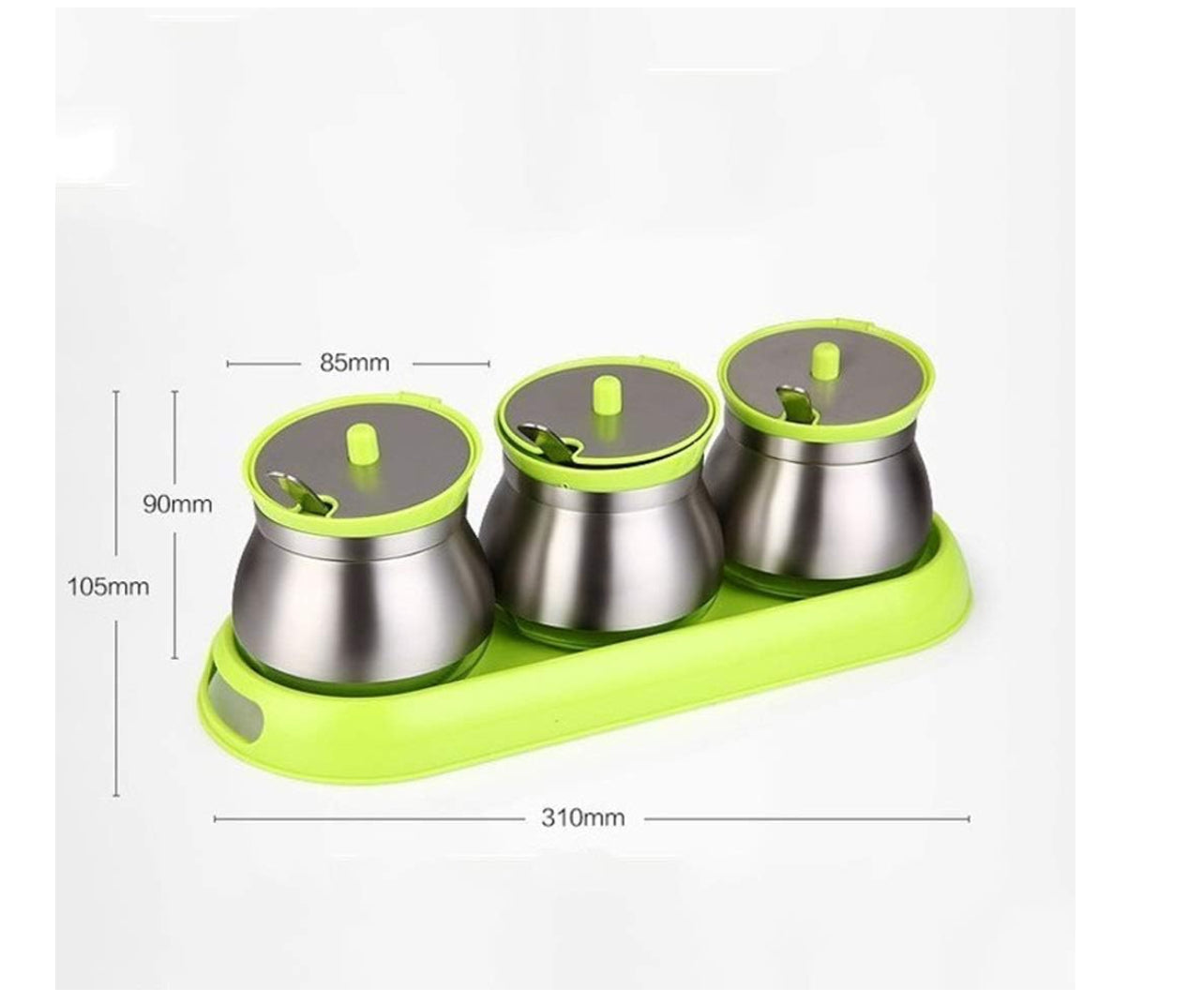 Seasoning Box with Lid, Spice Box Stainless Steel Glass Seasoning Jar Creative