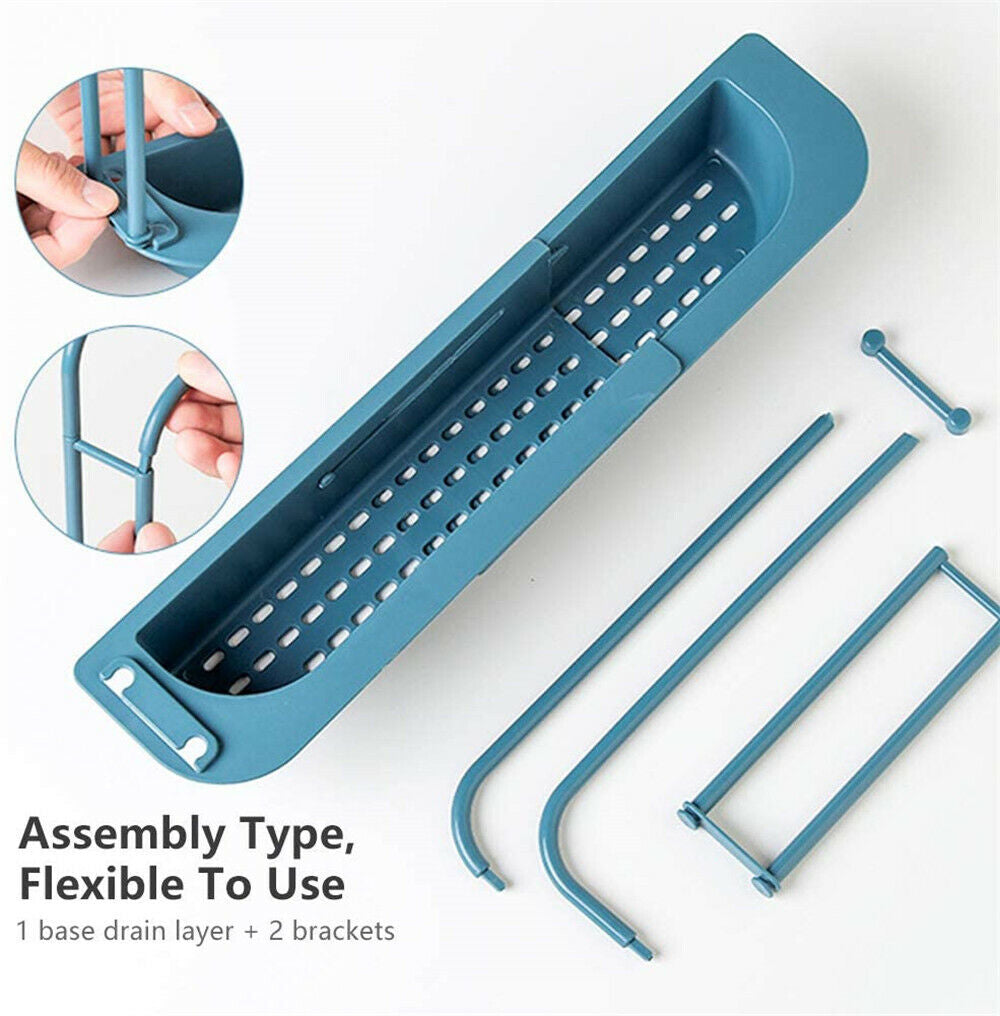 Sink Rack Telescopic Holder Expandable Storage Drain Kitchen Shelf Sponge Basket