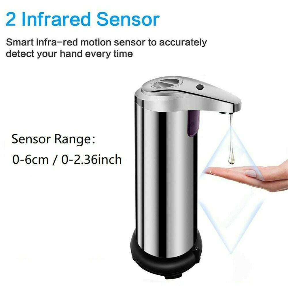 Touchless Soap Dispenser – 250ml Stainless Steel Auto Sensor Pump for Kitchen & Bathroom | Hands-Free Hygiene Must-Have