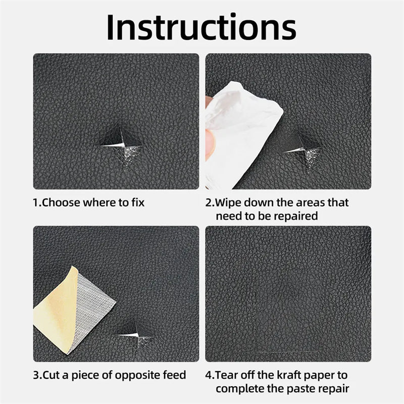 Self-Adhesive Leather Repair Kit – Premium PU Patch for Sofa, Car Seat, Jacket, and Couch Restoration; Easy Peel-and-Stick; Waterproof and Durable