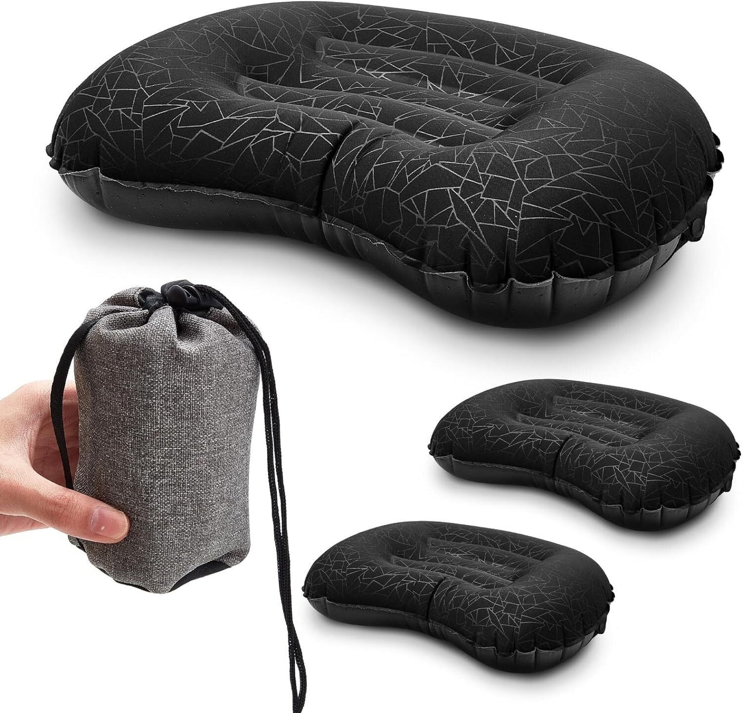 Ultralight Inflatable Camping Pillow 3-Pack β Compact, Portable & Supportive for Neck & Lumbar, Perfect for Travel, Hiking, Beach, Backpacking & More
