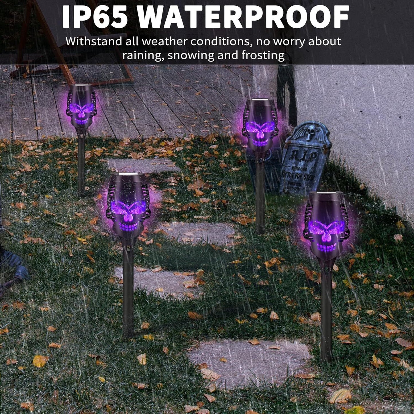 4 PACK Flickering Solar Lights Flame Torch Outdoor Landscape Garden Yard Lights