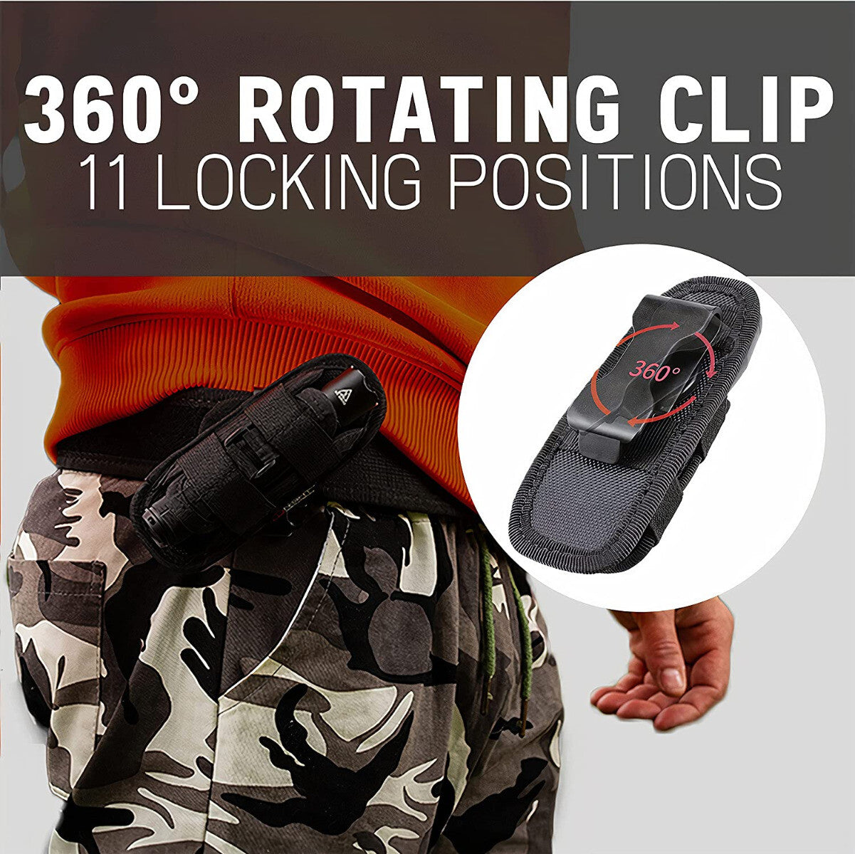Tactical Nylon Molle Flashlight Holder Belt Holster Flashlight Torch Case Pouch