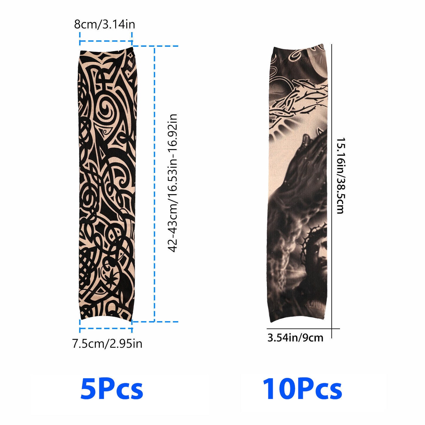 10/5Pcs Tattoo Cooling Arm Sleeves Cover Basketball Golf Sport UV Sun Protection