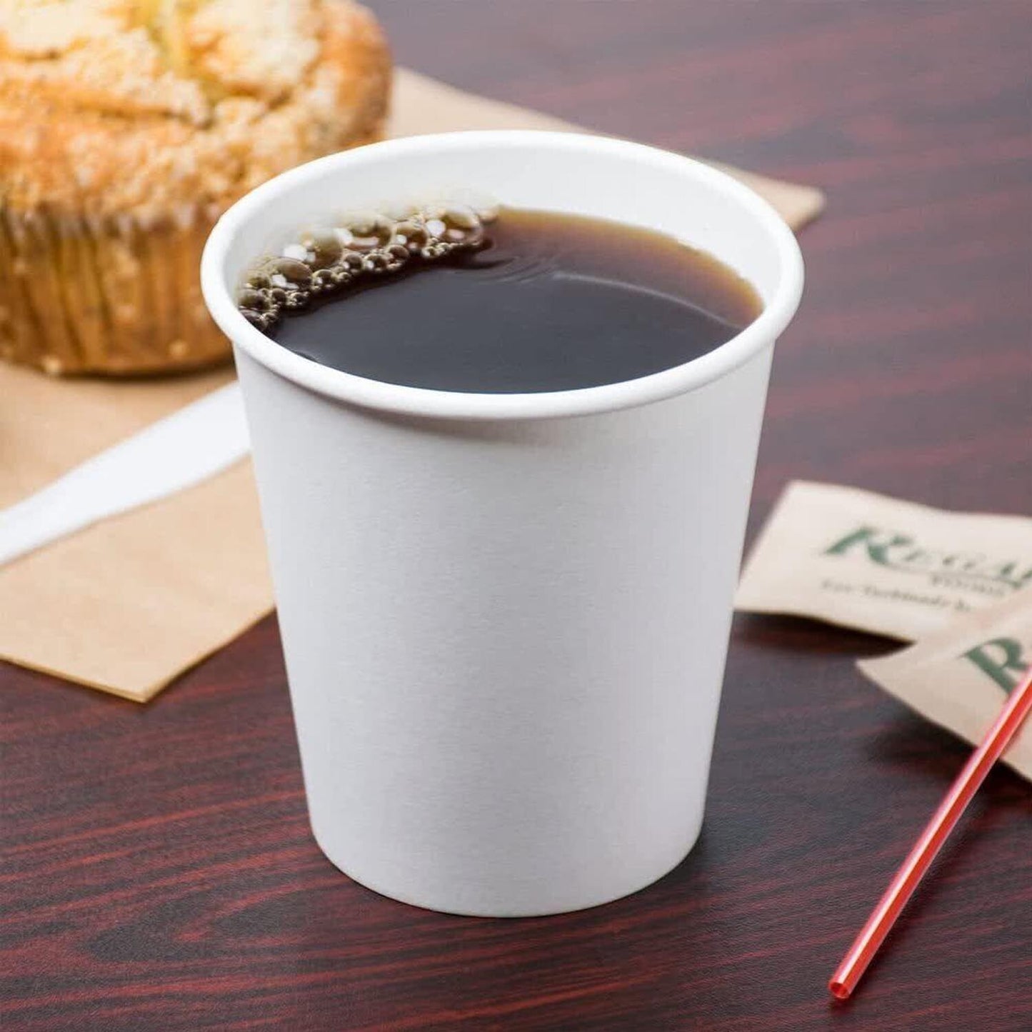 8Oz Paper White Coffee Cups for Hot & Cold Drinks Disposable Hot Beverage 50Pcs