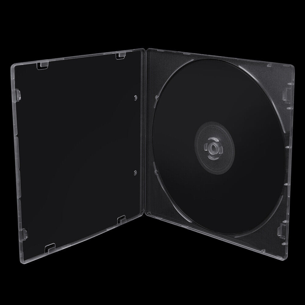 100 Pack Clear Slim CD/DVD Cases – Durable Poly Plastic Storage Box, Lightweight & Shatterproof for Disc Organization, Media Protection & Travel