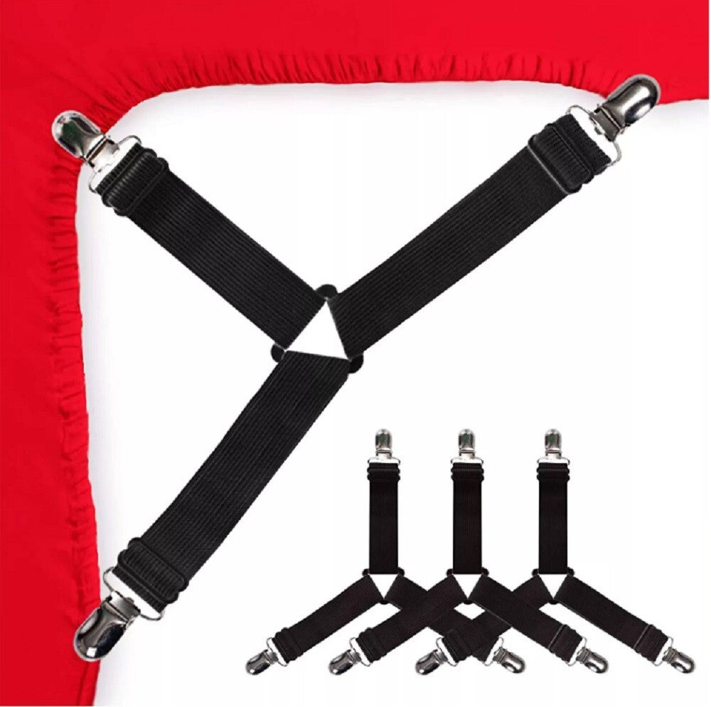 4-Pack Bed Sheet Holder Straps – Adjustable Fitted Sheet Clips & Corner Grippers
