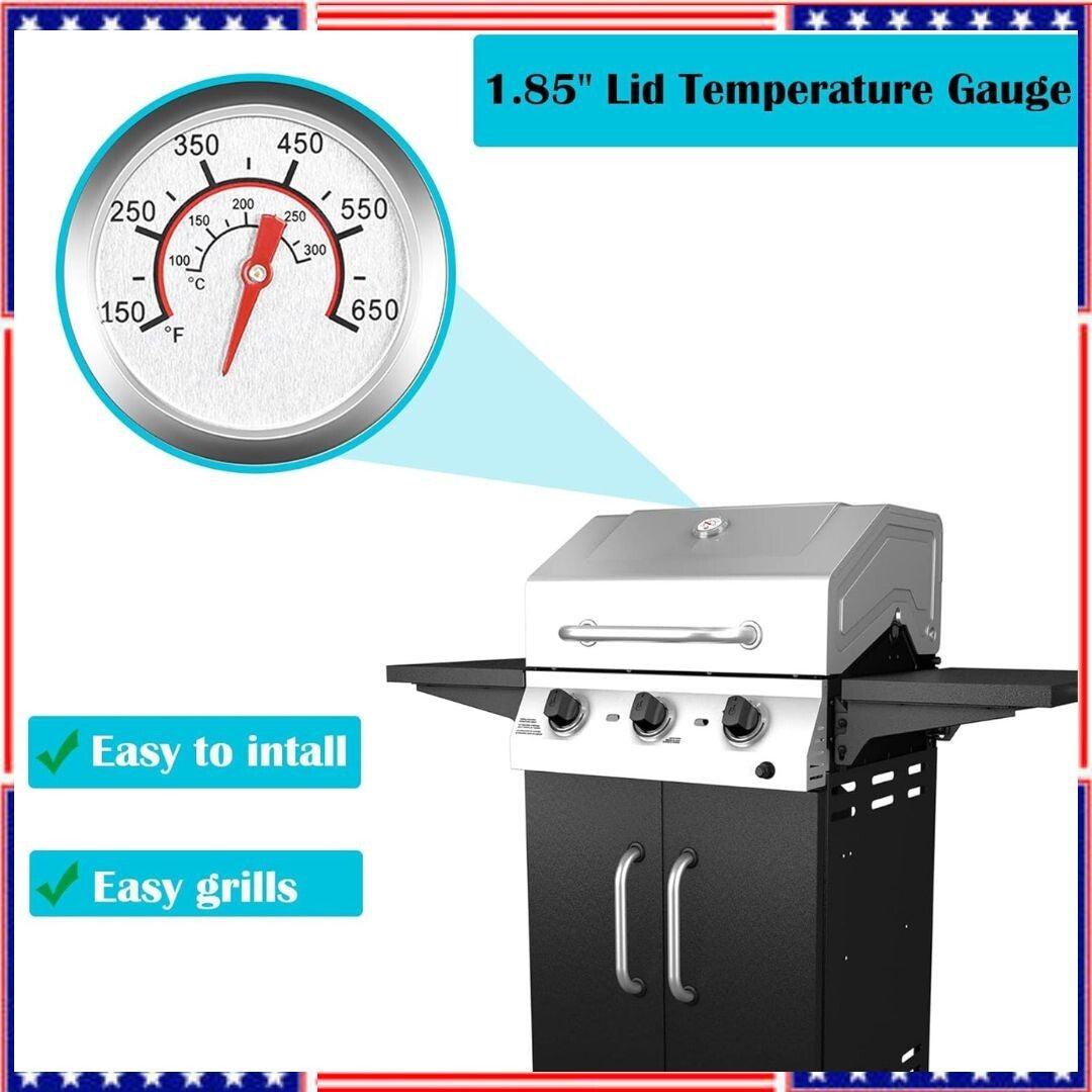 1.8" Lid Temperature Gauge for Charbroil Grill Thermometer Replacement
