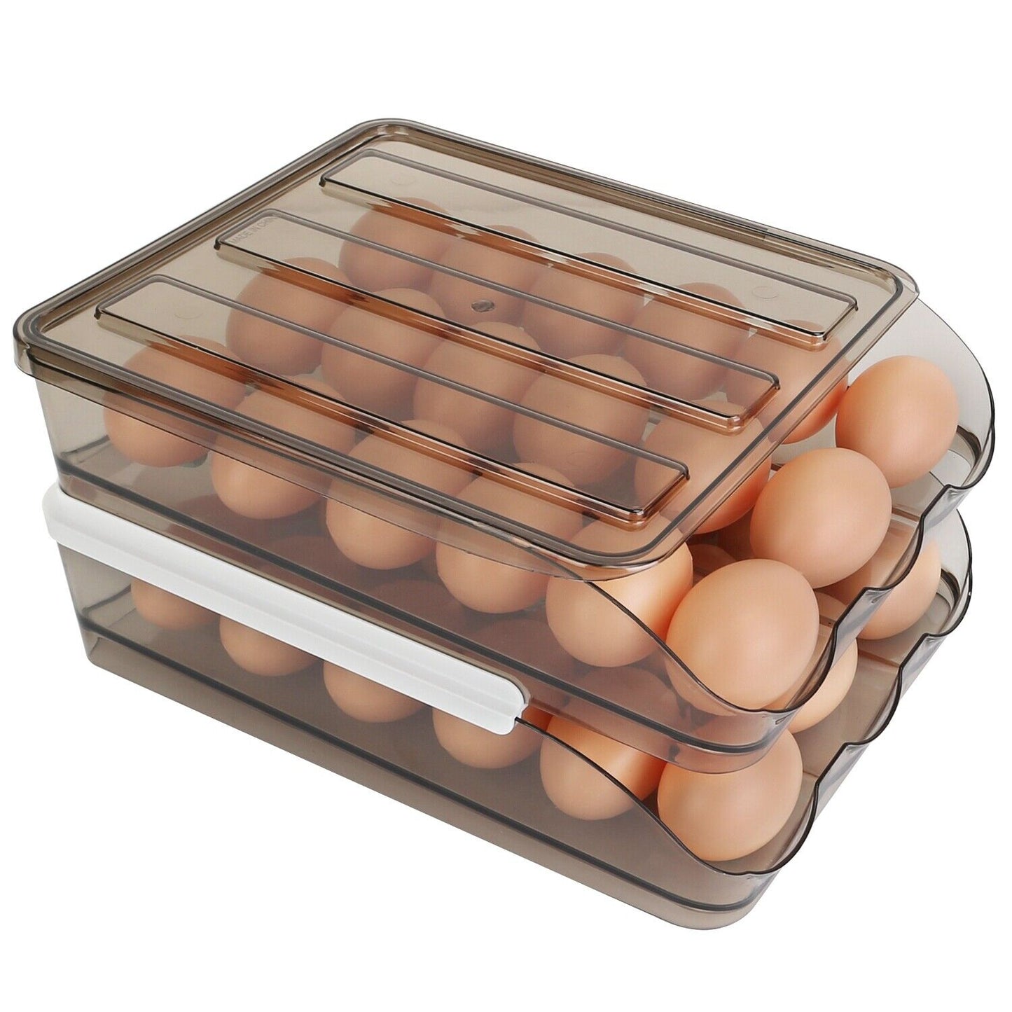 2-Layer Automatic Rolling Egg Holder Storage Box for Fridge Egg Container Tray