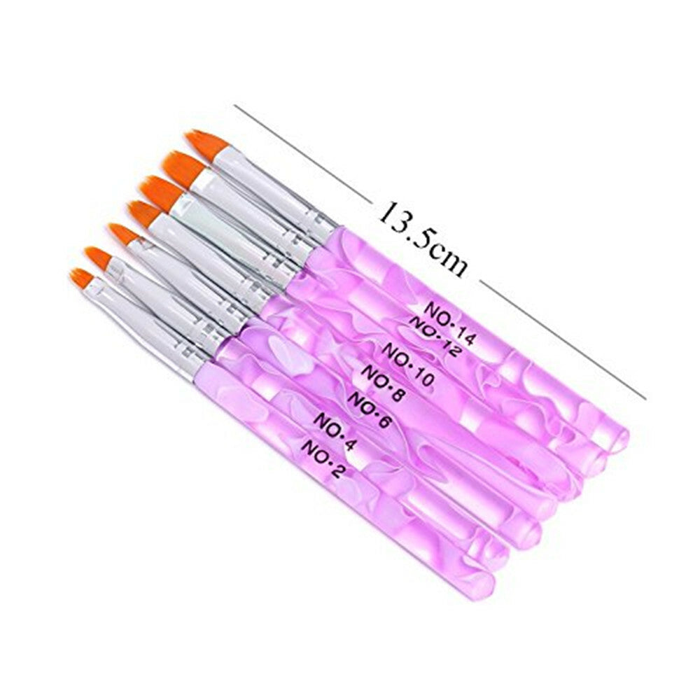 7Pcs Acrylic Nail Art Pen Tips UV Builder Gel Painting Brush Manicure Set Hot US