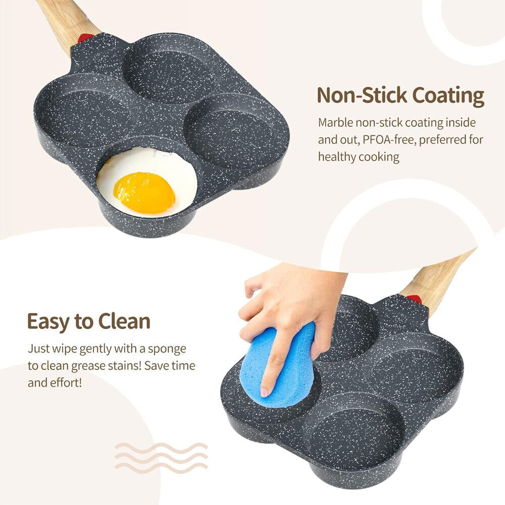 4-Cup Nonstick Egg Pan for Quick Breakfast | Compact, Easy Clean, Pancakes & Eggs Made Simple | No Mess Kitchen Essential