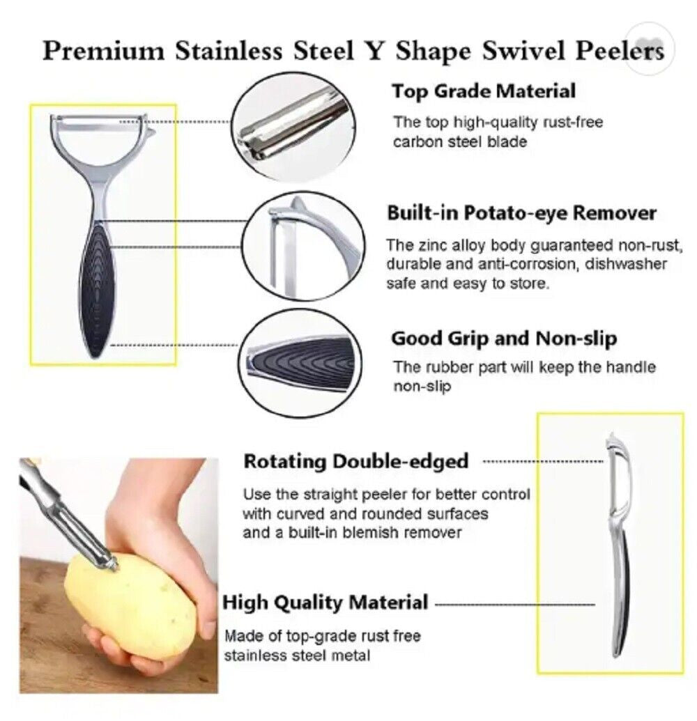 2-Pack Stainless Steel Vegetable & Fruit Peeler – Non-Slip Handle Potato Peeler