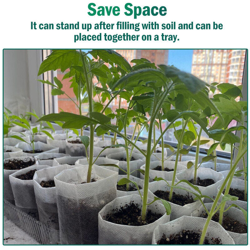 200/400X Plant Grow Nursery Bag Biodegradable Non-Woven Fabric Seed Starters Pot