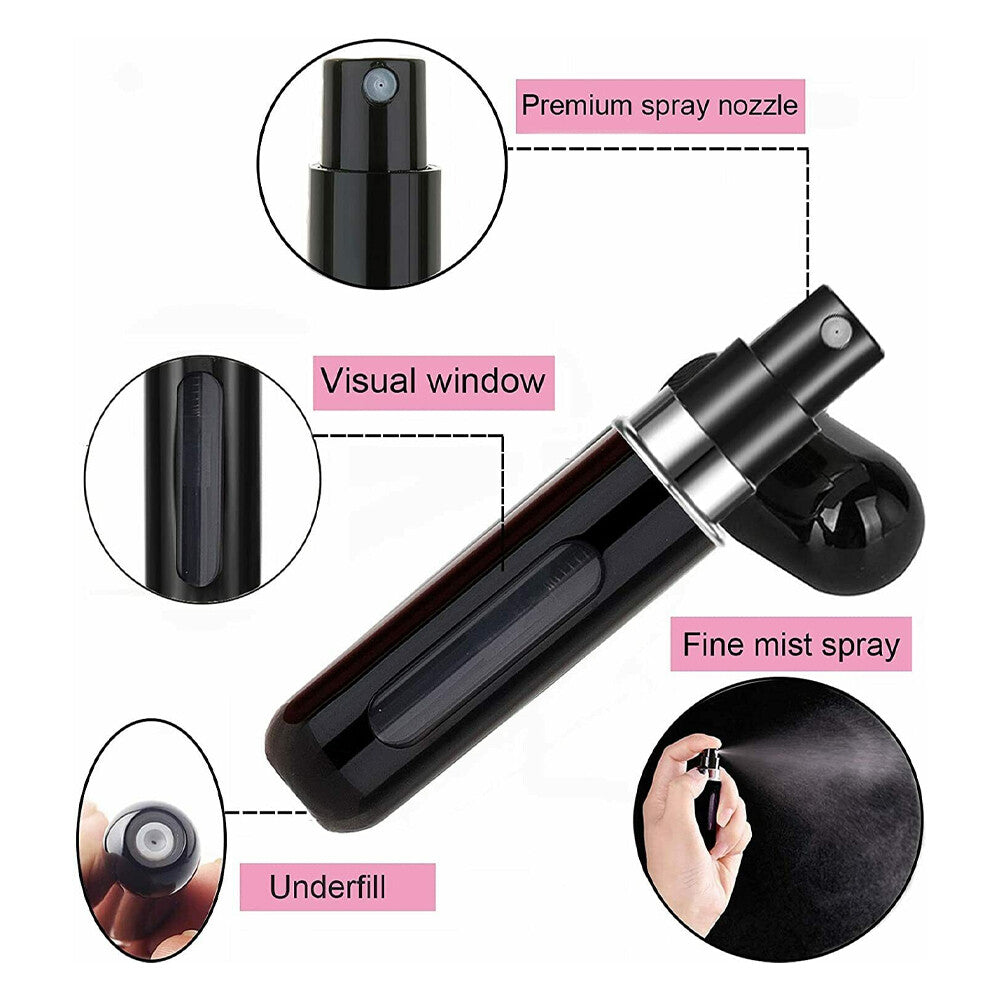 5Pcs Mini Travel Perfume Atomizer Bottle Spray Pump Case Refillable Portable US
