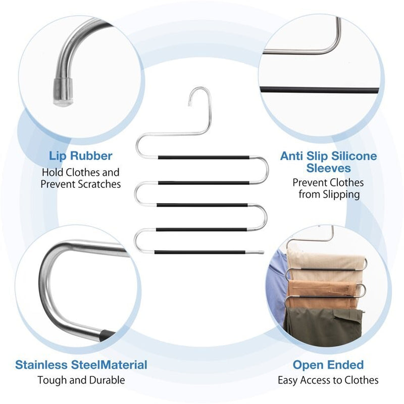 Trousers Hanger 5 Layers S Shape Pants Scarf Hanger Holder Closet Space Saver