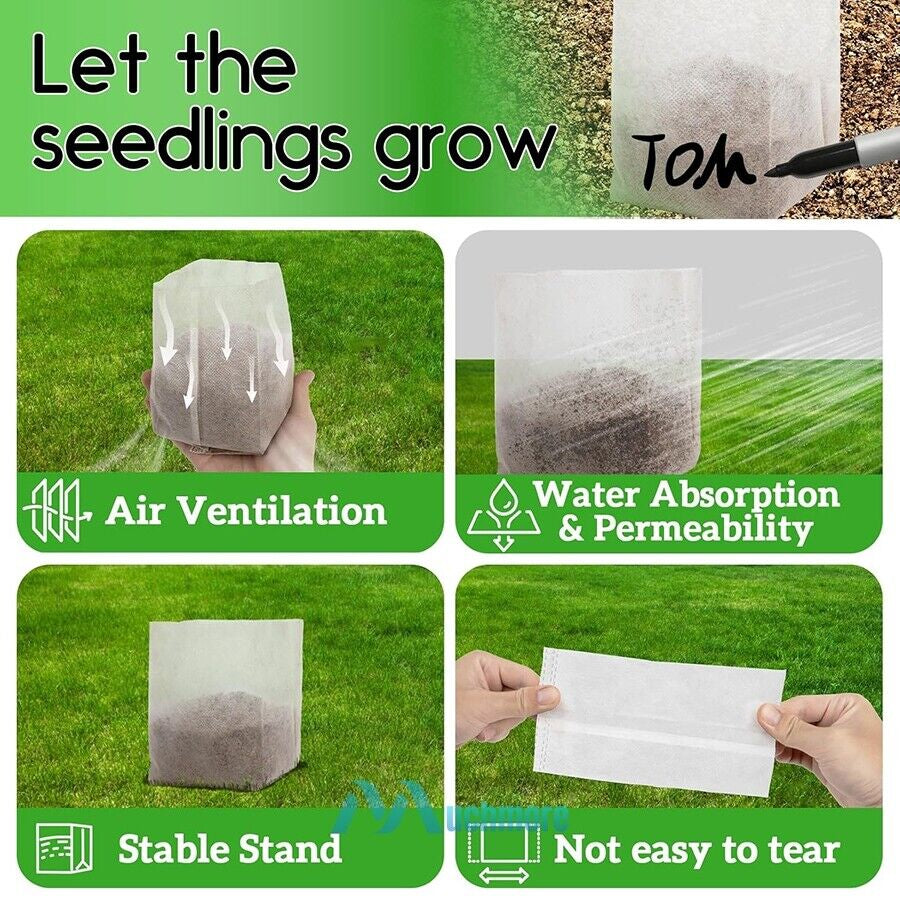 200/400X Plant Grow Nursery Bag Biodegradable Non-Woven Fabric Seed Starters Pot