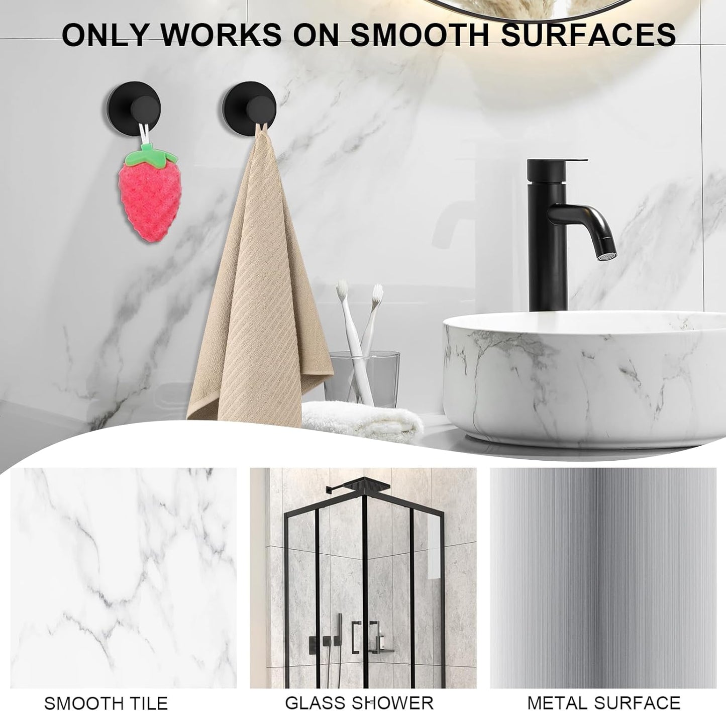 Suction Cup Hooks for Shower,Bath Towel Hook,Heavy-Dut