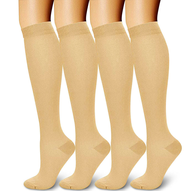 6 Pairs Support Socks Firm Compression Hose Opaque Knee High Wide Calf Stockings