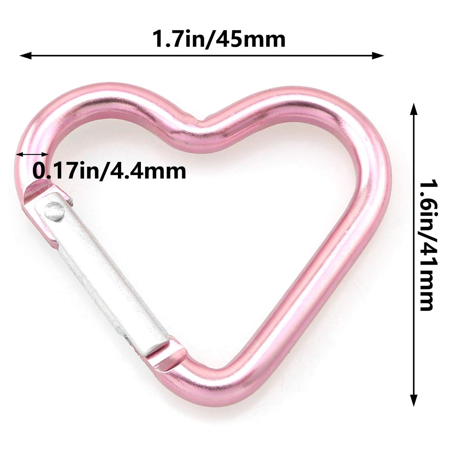 10Pcs Heart-Shaped Aluminum Snap Hook Clip Key Holder, Keychain Clip (Light P...