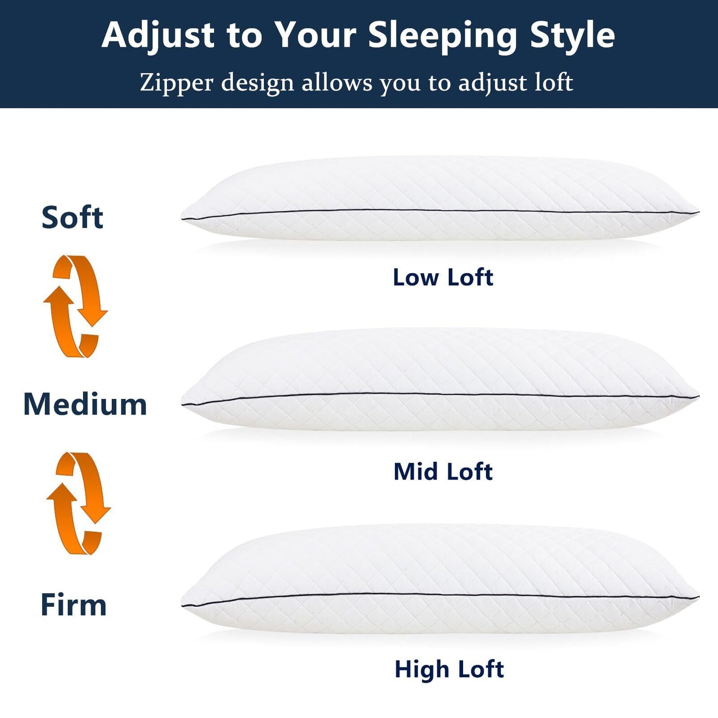 Long Pillow ONE Body Pillow Cooling Memory Foam Pillows 20X54 Inch White