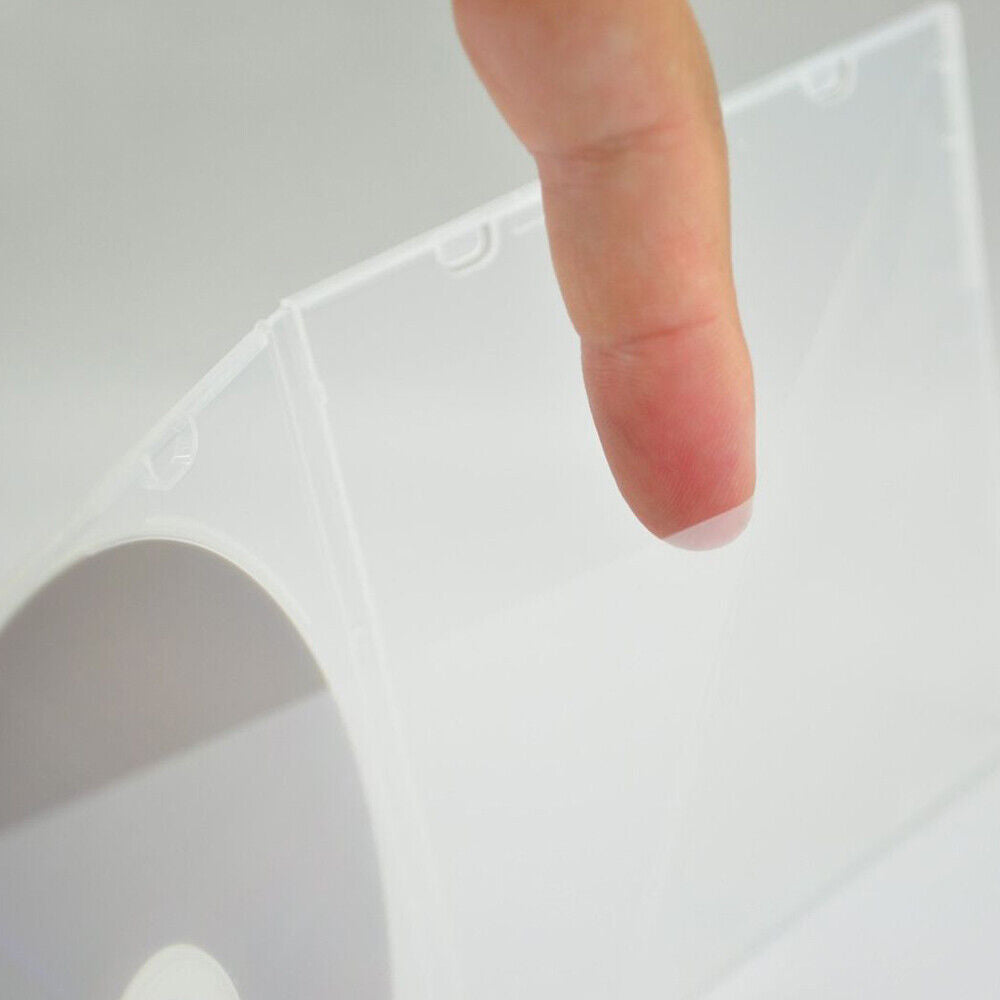 100 Pack Clear Slim CD/DVD Cases – Durable Poly Plastic Storage Box, Lightweight & Shatterproof for Disc Organization, Media Protection & Travel