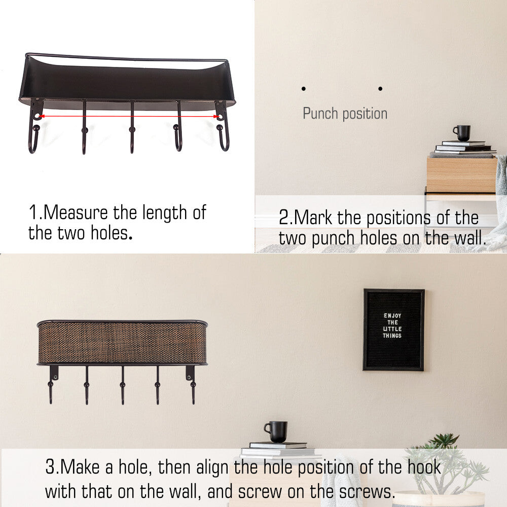 Wall Mount Key Holder Mail Holder Wooden Rack Mail Sorter Organizer Home Decor
