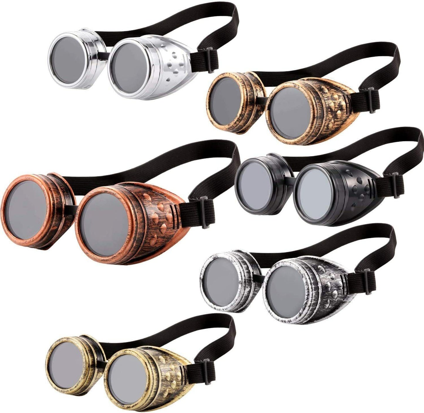 Steampunk Goggles Vintage Victorian - Retro Cyber Punk Gothic Glasses for Men & Women, Halloween Cosplay, Rave, Masks Comfortable Photo Plastic Strap