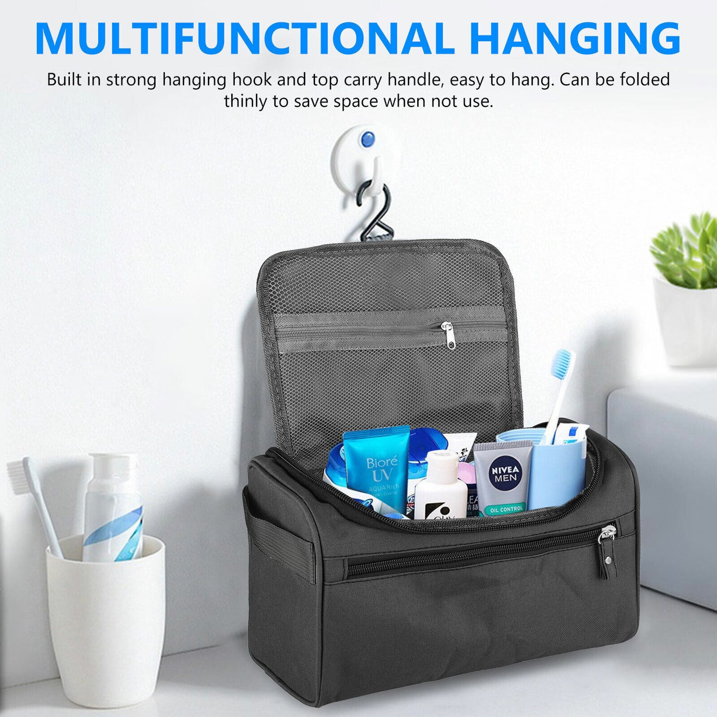 Travel Essential Waterproof Toiletry Bag – Shaving & Makeup Organizer for Travel, Gym, or Daily Use | Durable Wash Bag Case Must-Have