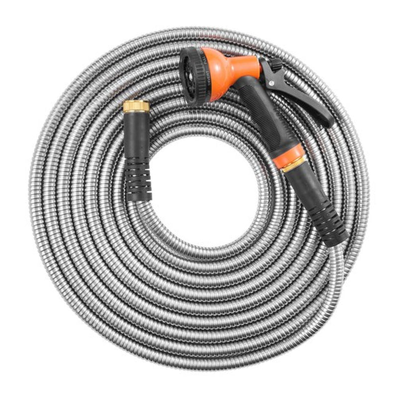 50Ft Metal Garden Hose Stainless Steel Water Hose Lightweight No Kink