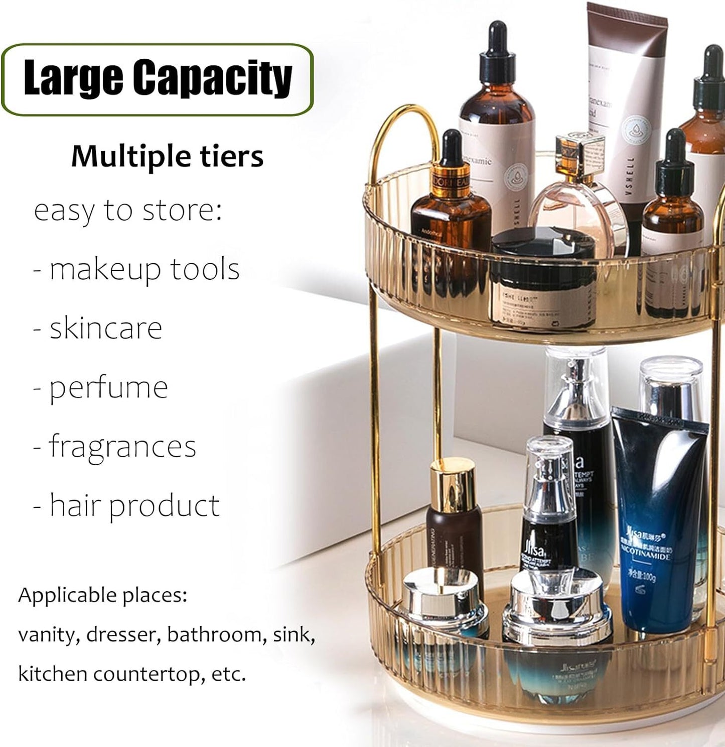 360 Rotating Makeup Cosmetic Organizer Lazy Susan Rack Cosmetic Carousel Storage