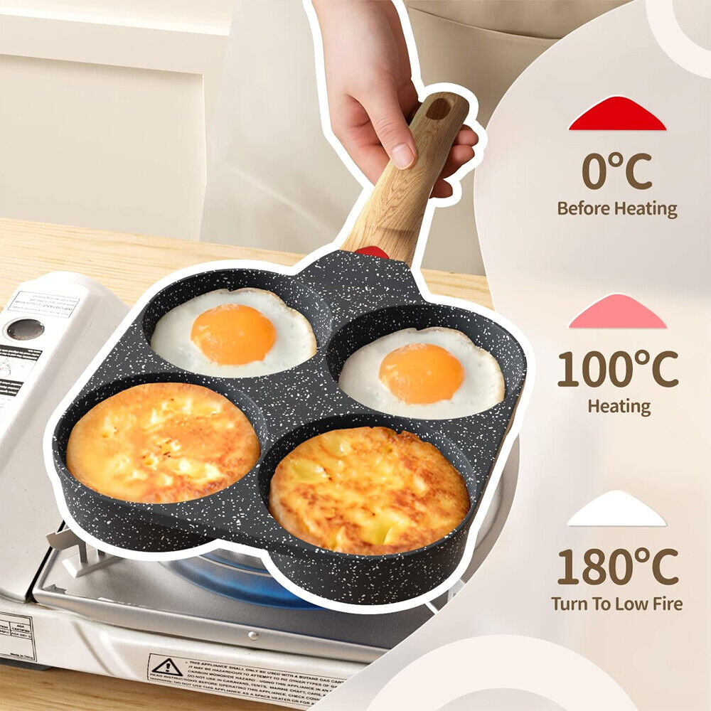 4-Cup Nonstick Egg Pan for Quick Breakfast | Compact, Easy Clean, Pancakes & Eggs Made Simple | No Mess Kitchen Essential