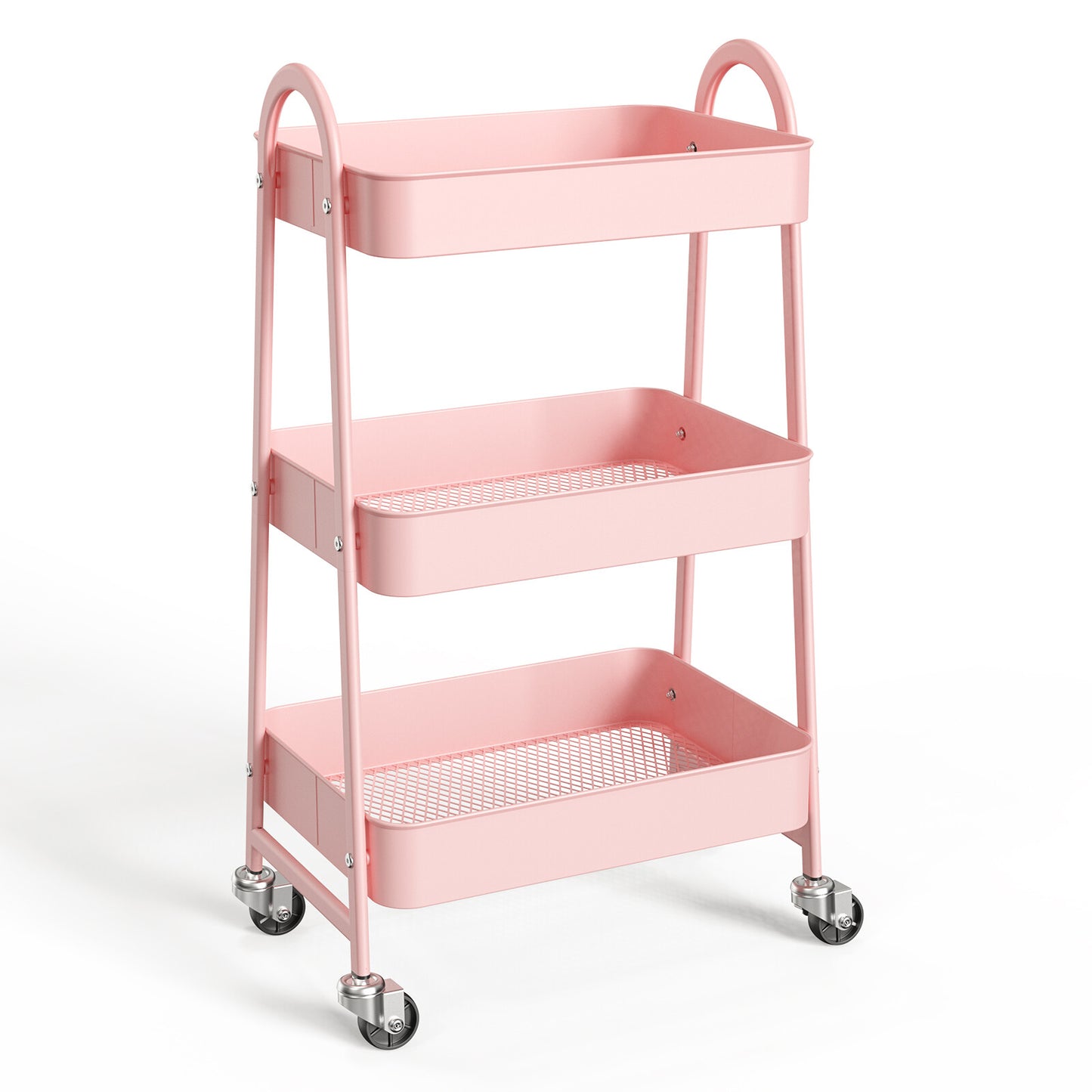 3-Tier Small Rolling Metal Storage Organizer Mobile Utility Cart Kitchen Cart