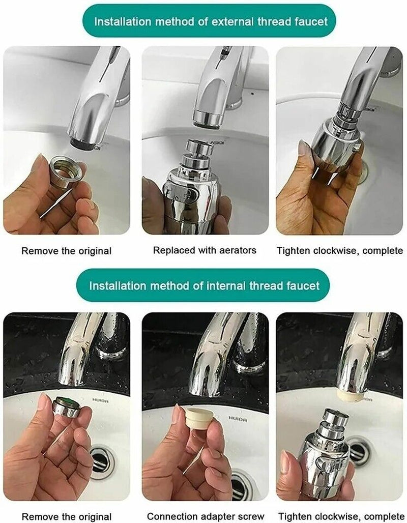 2 X Rotating 360° Faucet Movable Kitchen Tap Head Water Saving Nozzle Sprayer
