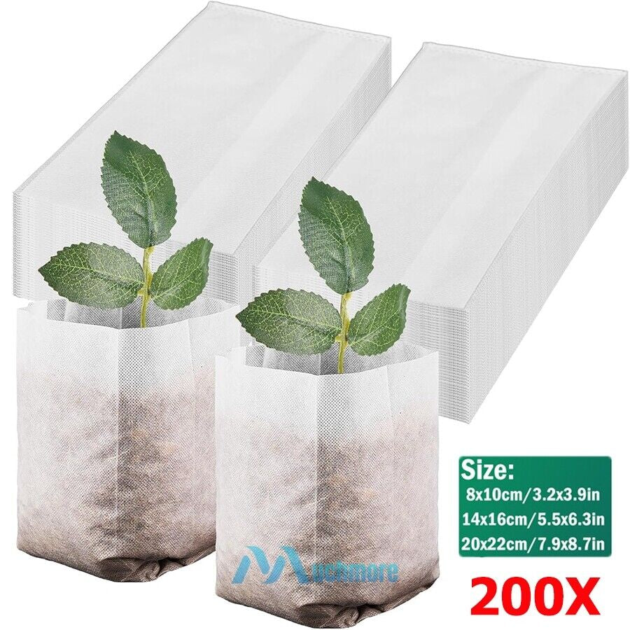 200/400X Plant Grow Nursery Bag Biodegradable Non-Woven Fabric Seed Starters Pot