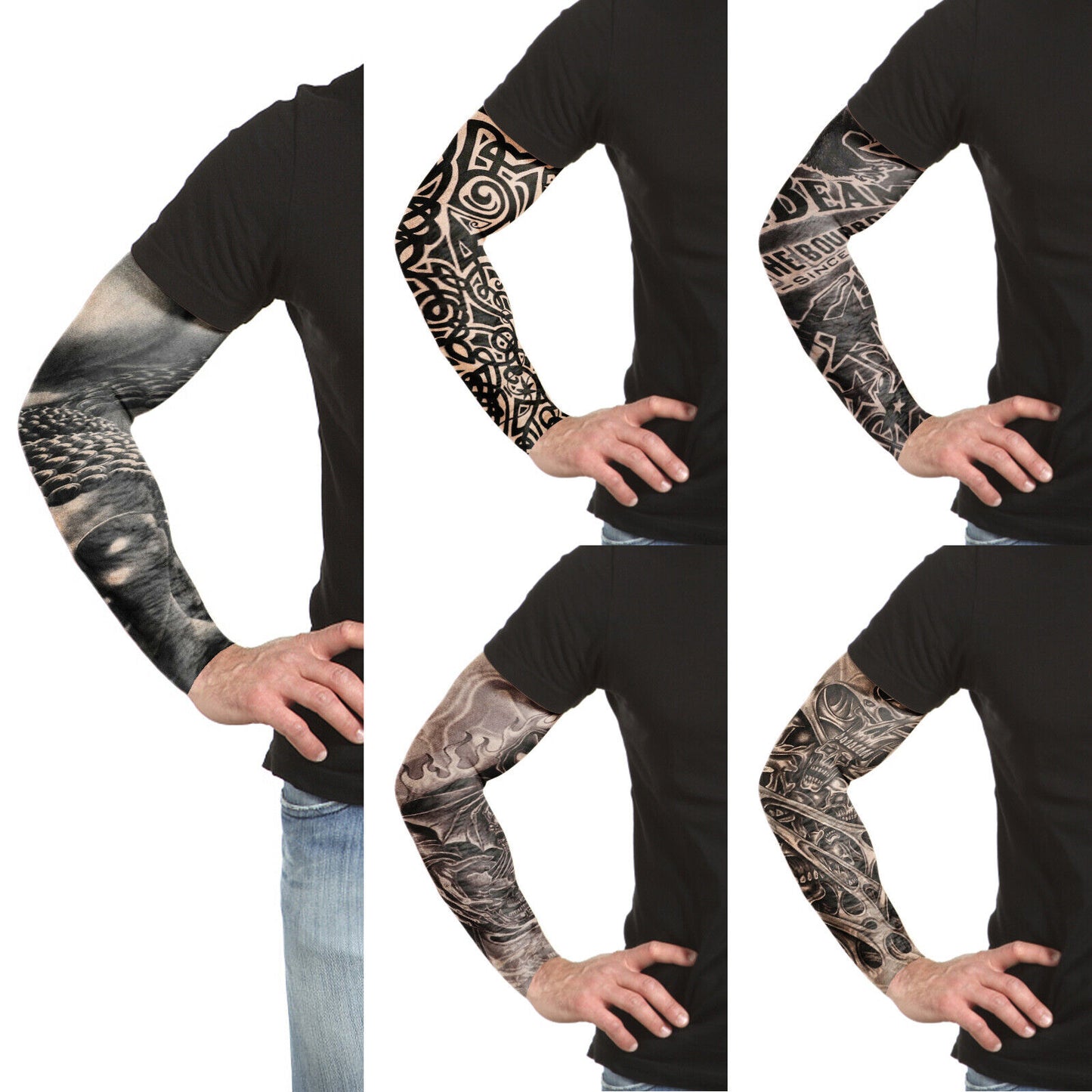 10/5Pcs Tattoo Cooling Arm Sleeves Cover Basketball Golf Sport UV Sun Protection