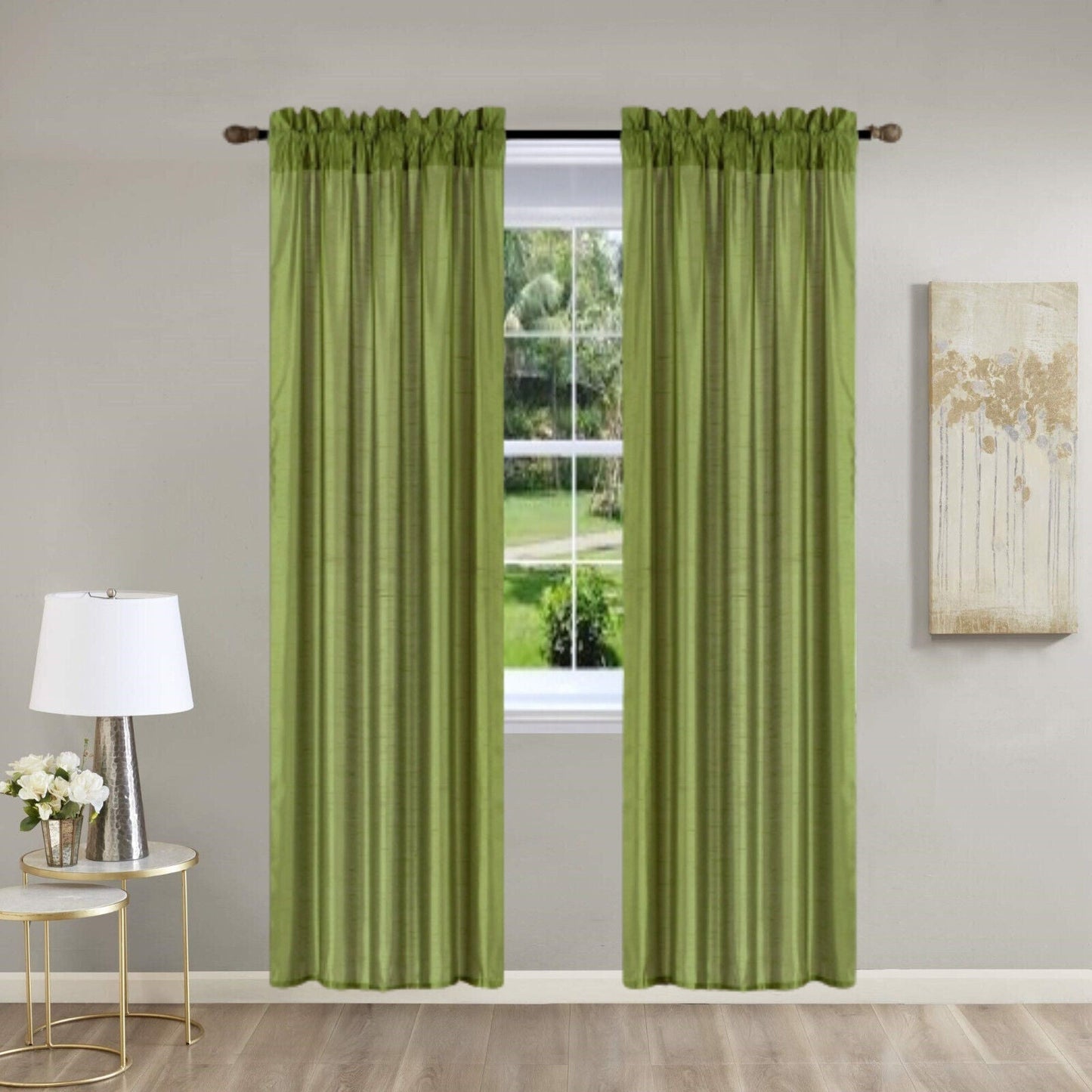 Pinch Pleat Curtain Panels 2 Pack Unlined Rod Pocket Window Sheer & Light, Fits 2” Rod, Non-Blackout Home Decor Upgrade