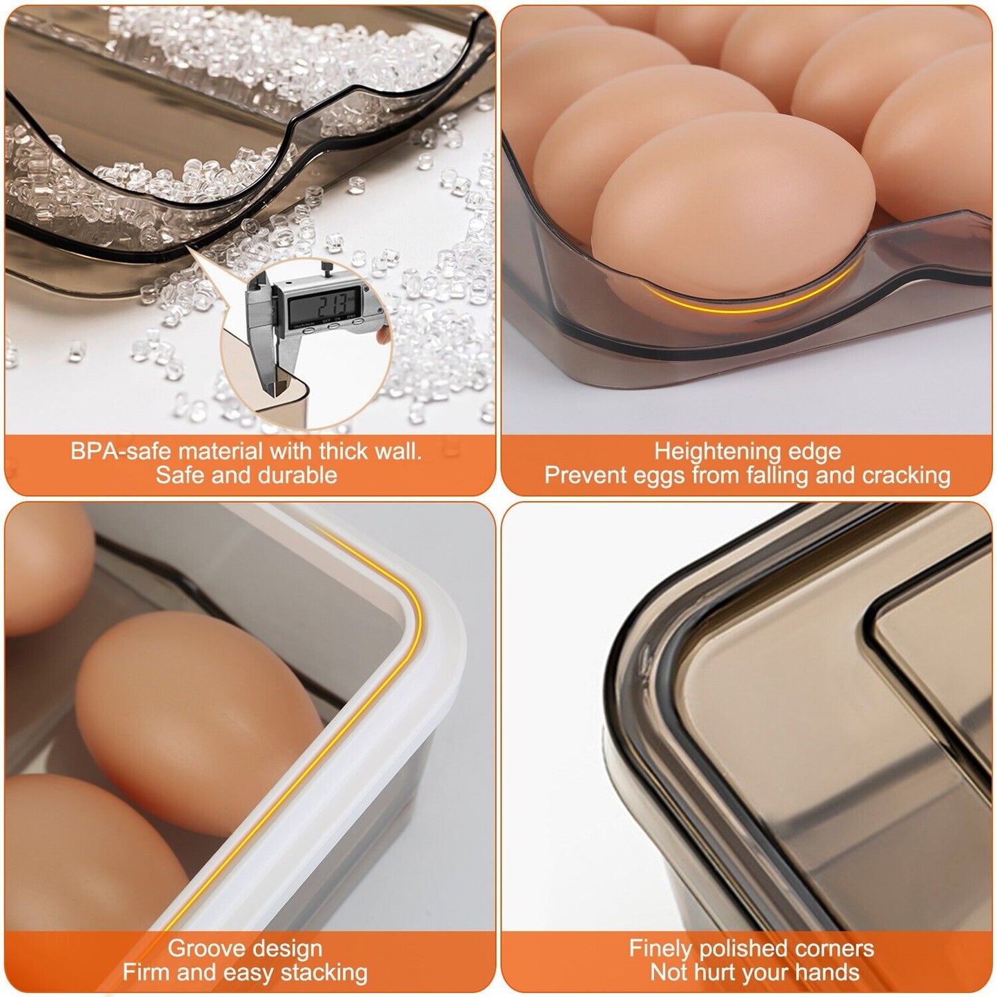 2-Layer Automatic Rolling Egg Holder Storage Box for Fridge Egg Container Tray