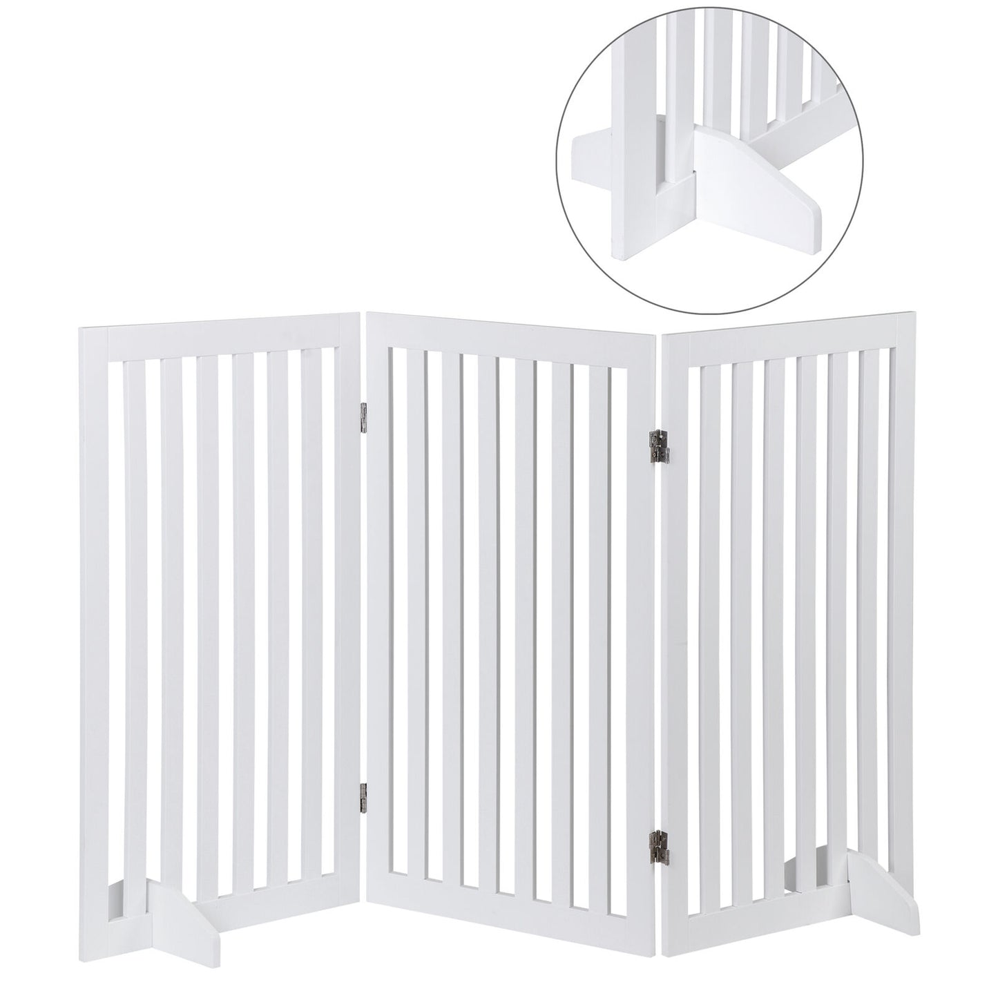 36''H Foldable Dog Gate with 3 Panels – Expandable Freestanding Pet Barrier for Doorways, Stairs, & More, Durable MDF, No Assembly, Anti-Slip Design