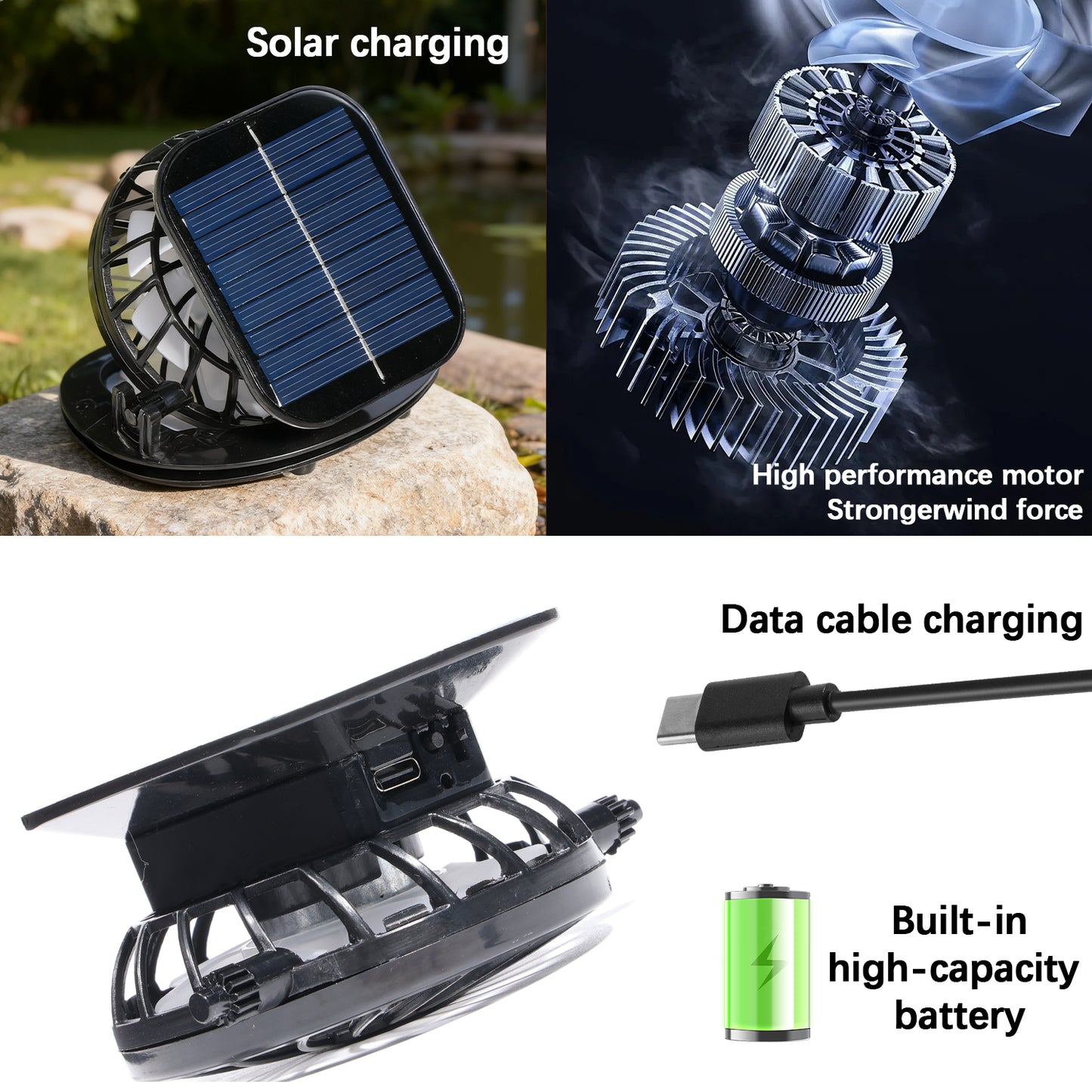 Solar USB Powered Fan Hat Wide Brim Outdoor Fishing Hiking Hat Sun UV Protection