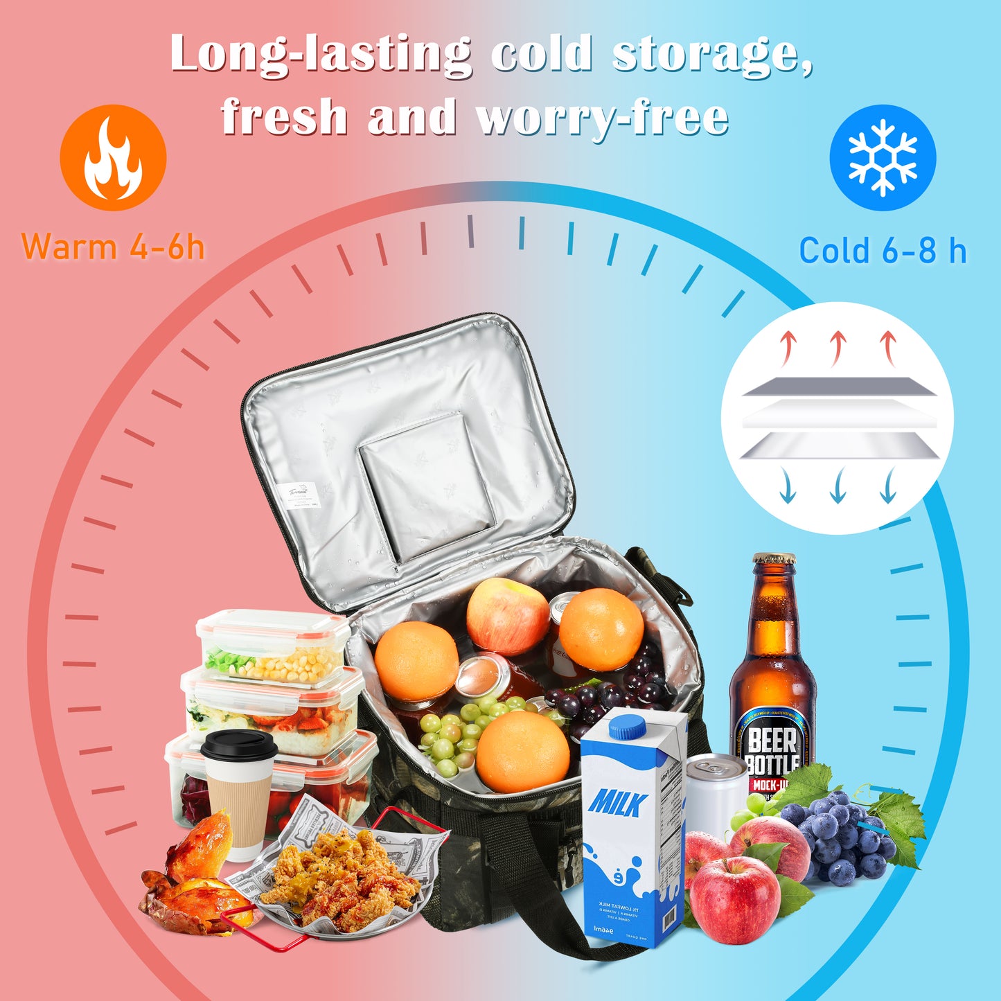 Tirrinia Large Insulated Cooler Bag - Outdoor Leakproof Cooler Tote for Men