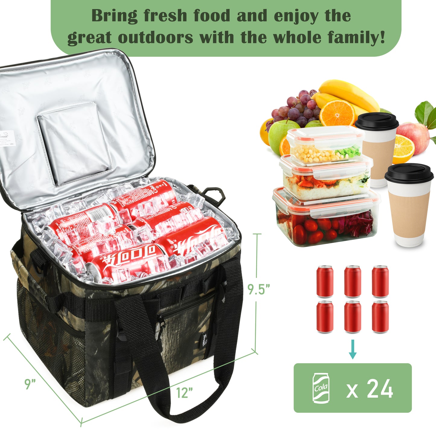 Tirrinia Large Insulated Cooler Bag - Outdoor Leakproof Cooler Tote for Men