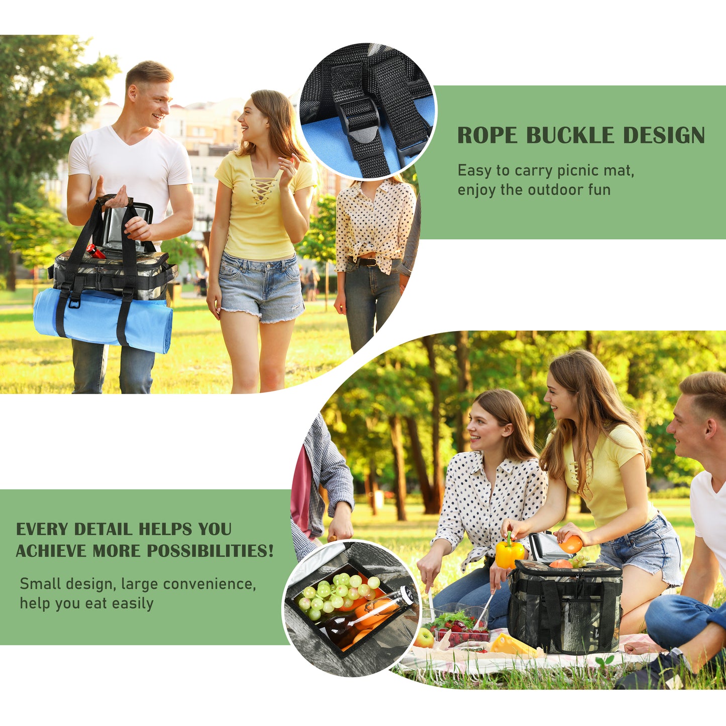 Tirrinia Large Insulated Cooler Bag - Outdoor Leakproof Cooler Tote for Men