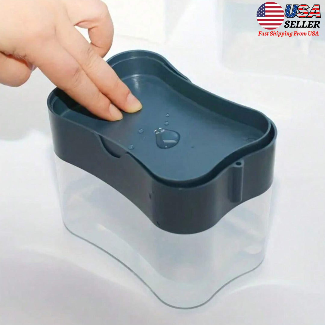 2-in-1 Kitchen Soap Pump & Sink Dispenser – Liquid Soap & Sponge Holder, Countertop Rack Organizer for Mess-Free Kitchen & Easy Access!