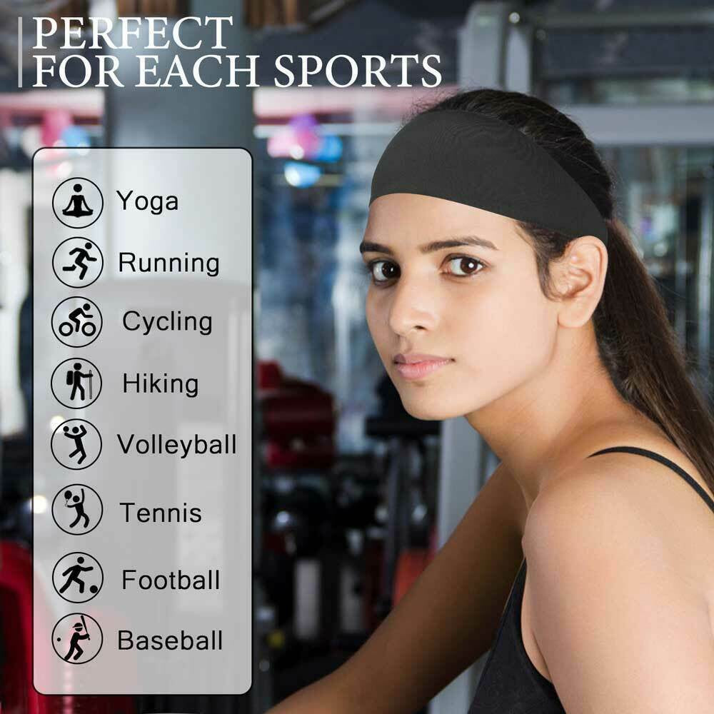 Sweatbands Sports Headband for Men & Women – Moisture-Wicking, Quick-Dry, Stretchy & Soft – Perfect for Gym, Running, Yoga, Basketball & More