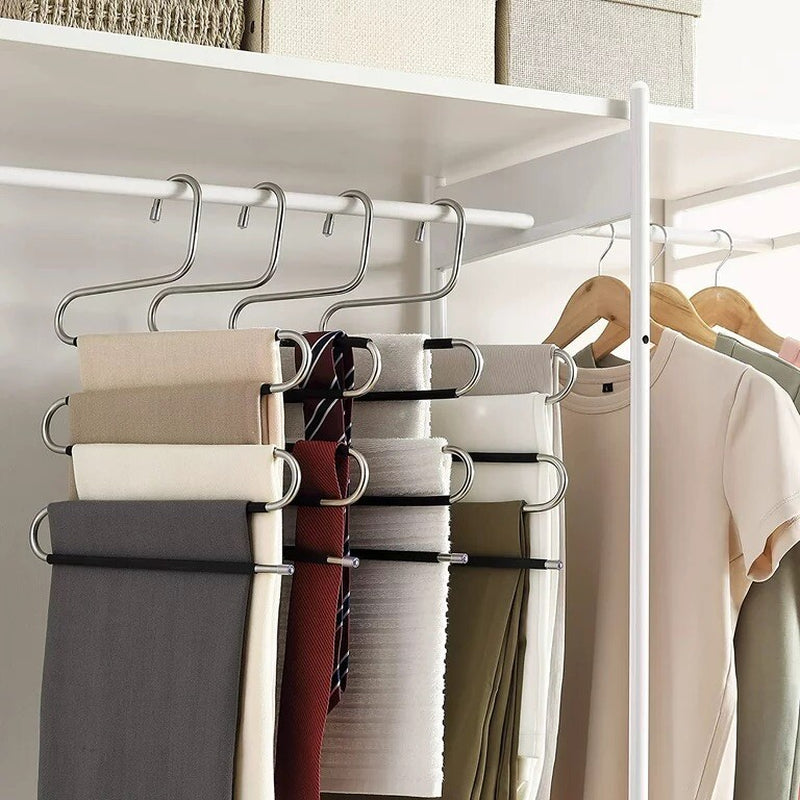 Trousers Hanger 5 Layers S Shape Pants Scarf Hanger Holder Closet Space Saver