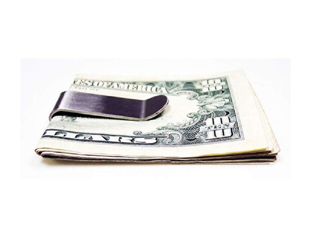 Sleek Stainless Steel Money Clip - Compact & Durable Silver Pocket Holder
