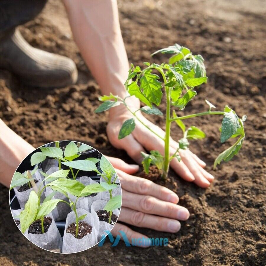 200/400X Plant Grow Nursery Bag Biodegradable Non-Woven Fabric Seed Starters Pot